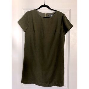 Lulus Army Green Shift Short Sleeve Dress